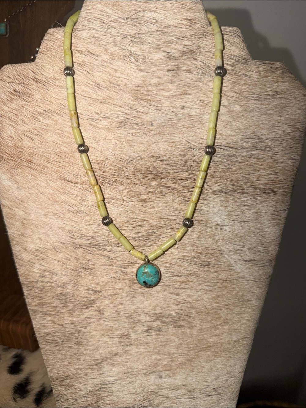 Handmade Palomino and Turquoise Beaded Necklace